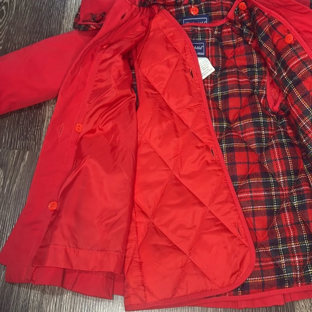 ROTHSCHILD Red & Plaid Kids Hooded Coat w/button-in removable Lining/Hood Sz 24M